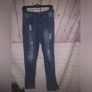 Stylish Blue Distressed Women Jeans